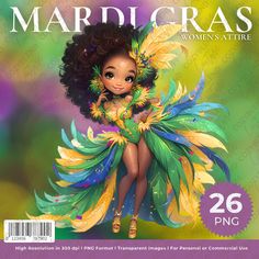 the cover of mardi gras magazine featuring a woman in green and yellow dress