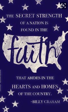 a poster with the words faith and stars on it, in white lettering against a blue background