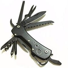 an open swiss army knife with multiple blades