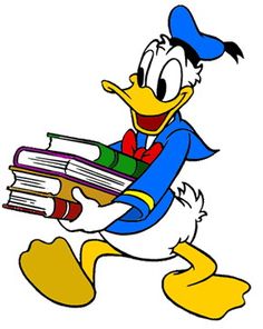 donald duck reading a book while running