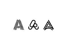 three different logos that are black and white