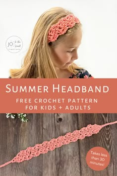 Summer Crochet Patterns Free, Summer Headband, Summer Headbands, Crochet Bandana