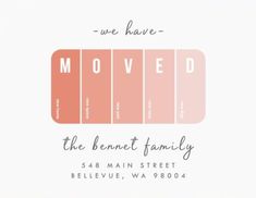 the logo for we have moved is shown in pink and orange colors with white lettering