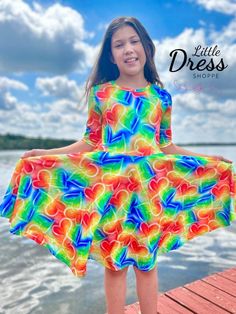 "This dress is so bright the best description we could manage was \"electric hearts\"! It is very bright and neon, and just amazing!" Twirly Dress, Kids Valentines, Rainbow Bright, Twirl Dress, Dress Girls, Full Circle, Just Amazing, Beauty Book, Art Collection