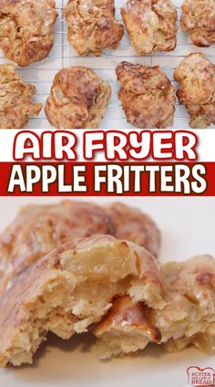 an image of apple fritters with text overlay