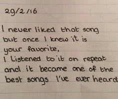 a note written to someone about their song