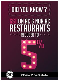 a sign that says, did you know? get on ac & nonac restaurants reduced to 5 %