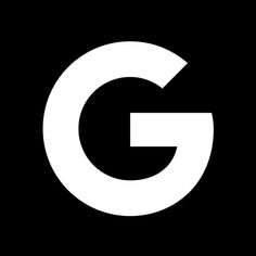 the letter g in white on a black background