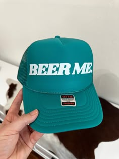 Turquoise Blue Trucker Hat - Beer Me Trendy Blue Trucker Hat, Fun Blue Trucker Hat, Funny Trucker Hats, Trendy Trucker Hats, Funny Summer Trucker Cap, Customizable Funny Trucker Hat, Blue Trucker Hat, Funny Trucker Hat, One Size Fits Most, Funny Trucker Hat