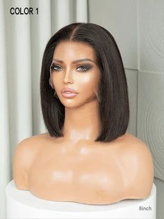 black bob wig Natural Black Hair Color, Human Hair Bob Wigs, Short Lace Front Wigs, Hair Color Light Brown, Black Hair Color, Hair Bob, Hair Density, Bob Wig, Black Natural Hairstyles