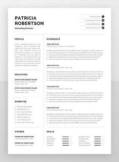 a professional resume template with black and white colors