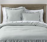 the comforter is made up with ruffles on it's edges and pillow cases