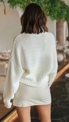 Detail: Knit fabric; Solid; Drop shoulder; Pullover; Size Available: Size Length Bust inch cm inch cm S 22.6 57 39.4 100 M 23 58 41 104 L 23.4 59 42.2 108 XL 23.8 60 44 112 Textured Knit Sweater, White Texture, Textured Knit, Drop Shoulder, Knit Sweater, Sweaters & Cardigans, Knit Fabric, Knitted Fabric, Knitted Sweaters