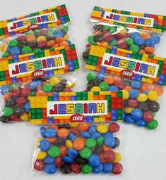 jelly beans in bags with name labels on them