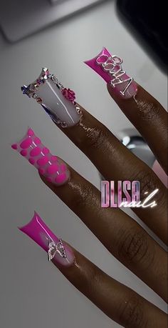 Acrylic Nail Set, Hard Nails, Duck Nails, Colored Acrylic Nails, Girly Acrylic Nails, Short Square Acrylic Nails, Dope Nail Designs