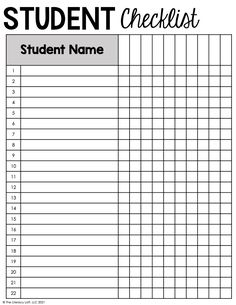 the student checklist is shown in black and white with an image of numbers on it