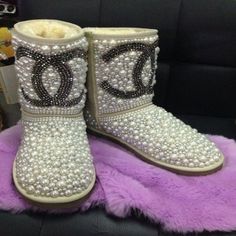 I Can Take Your Old Boots And Make Them New Fashionable Boots Made To Your Desire. Can Be Feathers, Fur, Rhinestone Etc ...Price Varies By The Type Of Things You Want Added. You Can Provide Your Own Shoe To Save Money But If I Have To Buy Then Price Will Vary If You Want Ugg, Bear Paw Or Other Type Brand Fur Boot Rhinestones Boots, Pearl Boots, Old Boots, Diy Rhinestone, Bear Paw, Bear Paws, Women Boots, Fur Boots, Winter Rain