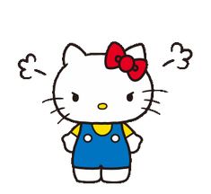 an image of hello kitty in overalls