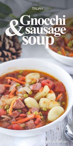 the cover of italian gnocchi and sausage soup