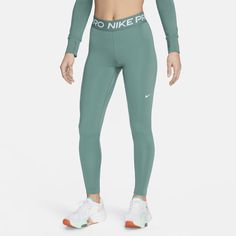 Mesh Panel Leggings, Nike Pro Leggings, Nike Pro Women, Nike Leggings, Women Lifestyle, Nike Pros, Stretchy Fabric, Polyester Spandex, Mid Rise