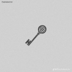 an old key is drawn in black and white