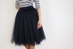 "Beautiful tulle skirt from soft tulle for special occasion. All skirts are made from 4-6 layers of tulle, soft lining and elastic waistband for perfect fit and comfort. Each item are handmade and excelent quality. The model is 5.5ft (166 cm) tall and wears 24\" (61 cm) skirt length (4 layers). The length of the skirt depends on how tall you are - if you are 5.7ft tall, chose 26\" length. Usually tulle skirt sewing takes about 1 week. Shipping to US - 10 till 14 days, to UK - 5 till 7 days. If y Tulle Skirt Sewing, Blue Tulle Skirt, Light Blue Skirts, Tulle Skirt Black, Skirt Sewing, Skirt Knee Length, Oxford Blue, Blue Tulle, Skirt For Women