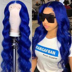 Blue Lace Front Wig, Long Human Hair Wigs, Blue Wig, Colored Wigs, Body Wave Wig, Hair Quality, Human Hair Wig, Cap Hair, Real Human Hair