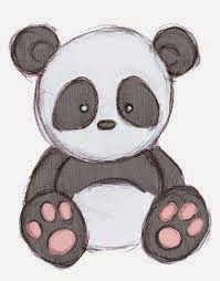 a drawing of a panda bear sitting down