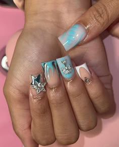 Acrylics Coffin Short, Nails Square Y2k, Acrylic Nail Designs Square, Winter Acrylic Nail Designs, Pinterest Selfie, Acrylics Coffin, Nail Designs Square, Short Acrylic Nails Square, Makeup Emo