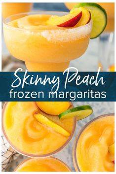 Peach Sparkling Water, Frozen Margarita Recipe, Peach Margarita, Frozen Margarita, Frozen Peaches, Frozen Margaritas, Tequila Drinks, Frozen Cocktails