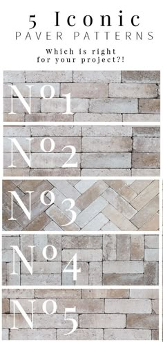 an advertisement for the 5 iconic paver patterns, which is right for your project