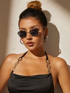 Casual Collar  PC  Óculos de aro completo Embellished Pretty Glasses, Sun Glasses Women, Glasses Fashion Women, Crystal Jewelry Sets, Sunglass Chain, Fashion Glasses, Sunglasses Fashion, Cat Eye Frames, Metallic Hair