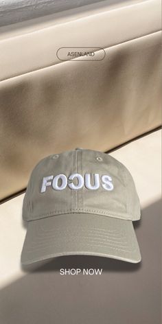 FOCUS: The Perfect Motivational Dad Hat • Available in various colors: Oyster(Beige), Black, Pacific, Jungle, Charcoal • 3D puff embroidery of "FOCUS" adds a stylish and motivational touch  This unisex 3D Puff embroidered cotton casual cap is the perfect dad hat or baseball cap for the sports lover in your life. This motivational focus hat makes a great gift for him, or a thoughtful gift for any athlete, whether they enjoy tennis, golf, running, or working out. This baseball cap is perfect for anyone looking for a motivational and stylish addition to their wardrobe. Featuring a unique reverse "C" design on the word "Focus," this trendy cap stands out from the crowd like a custom hat. Made from 100% organic cotton, it's eco-friendly and perfect for anyone who values sustainability. Puff Embroidery, Hat Baseball, Running Workout