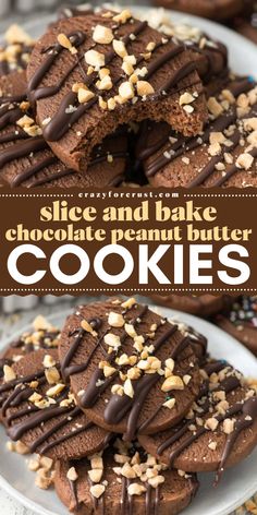 Make holiday baking a breeze with this Slice and Bake Chocolate Peanut Butter Cookies! These freezer-friendly cookies have a chocolate drizzle and festive sprinkles, with no rolling needed. Perfect for Christmas dessert ideas and easy Christmas cookies! Christmas Dessert Ideas, Easy Christmas Cookies, Easy Slice, Cookie Recipes Chewy, Peanut Butter Snacks, Chocolate And Peanut Butter, Chocolate Peanut Butter Cookies