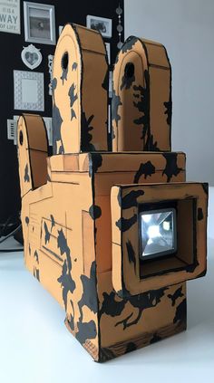 there is a cardboard box made to look like a camera