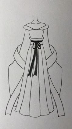 a drawing of a dress with a ribbon tied around it