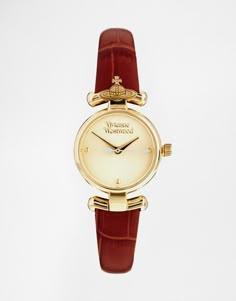 Vivienne Westwood Orb, Brown Leather Strap Watch, Leather Strap Watch, Dope Jewelry, Classy Jewelry, Jewelry Lookbook, Brown Leather Strap, Girly Jewelry, Dream Jewelry