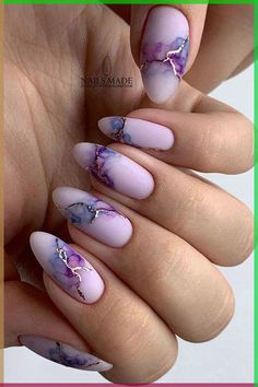 Water Nails, Water Color Nails, Marble Nail Designs, Graduation Nails, Stiletto Nail Art, Colorful Nails, Her Nails, Almond Nails Designs, Pretty Nail Art