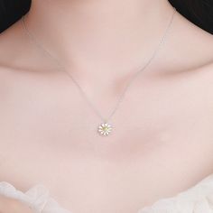 Silver Daisy Pendant Necklace Daisy Pendant, Daisy Necklace, Pearl Necklace, Daisy, Pendant Necklace, Pendant, Silver