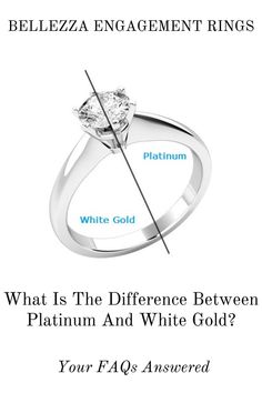 an engagement ring with the words, what is the differences between white and gold?