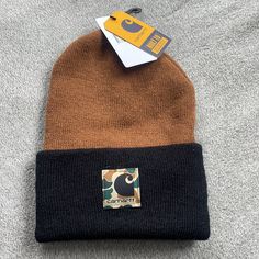 Limited Edition Brown Camo Mix Carhartt Beanie Hat Cap *New* Arrives New Authentic Merchandise Perfect Winter Essential Adult Unisex Size Black Carhartt Beanie, Carhartt Cap, Bling Hats, Brown Beanie, Carhartt Beanie, Ear Flap Hats, Boy Mama, Stocking Cap, Black Snapback