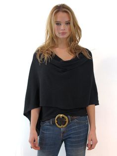 Minnie Rose Cashmere Ruana in Black Minnie Rose, A Fan, Wear It, On Off, Bell Sleeve Top, Cashmere, Ruffle Blouse, Long Sleeve Blouse, Perfect Gift