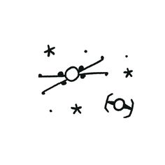 an image of the zodiac sign with stars and circles around it on a white background