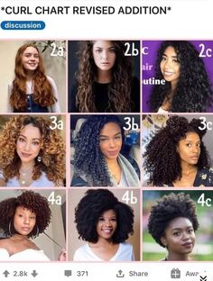 Curly Hair Chart, Curl Chart, Curl Type Chart, Black Hair Curls, Hair Chart, Easy Professional Hairstyles, Type Chart