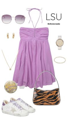 LSU OOTD #outfitinspo #gameday #gamedayfit Gameday Outfit Lsu, Bama Gameday, Outfit Inspo Spring