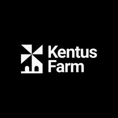 the kents farm logo is shown on a black background with white letters and an image of a house