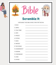 a bible scramble with an image of a woman and a tree