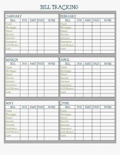 the bill tracking sheet is shown here