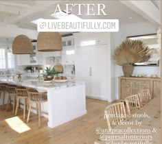 the kitchen is clean and ready to be used as a dining room or living room