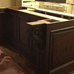 the kitchen cabinets are being built and ready to be installed in the new home's living room